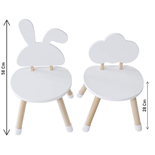 KYWAI-Juego de Mesa y Dos sillas Infantiles Muebles para niños De Madera Color Rosa y Blanco Mesa pequeña Redonda Estilo nordico Escritorio Infantil Dormitorio