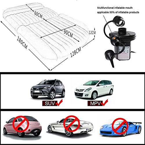 LABABE SUV Auto Coche colchón de Aire Inflable Cama para Asiento Trasero de Coches SUV Camiones y de tamaño Medio de la al Aire Libre Viajes, PVC, SUV Black, Unfold Size: 70.9×50×4.7inches