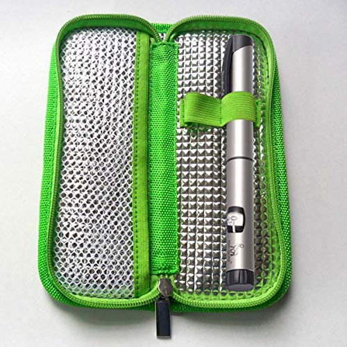 LACKINGONE - Funda para bolígrafo de insulina con cremallera, color Verde