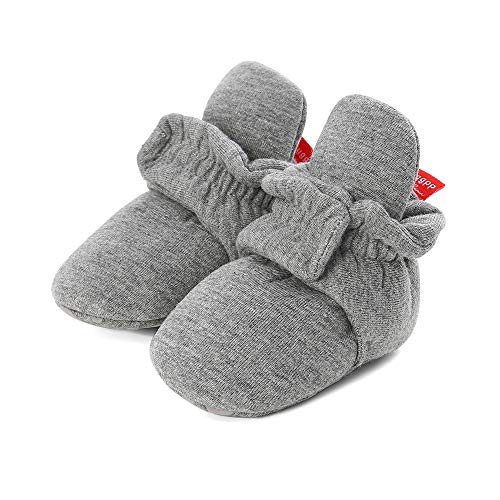 LACOFIA Botas Antideslizantes de Suela Blanda para bebé niño o niña Zapatos de calcetín de bebé Invierno Gris Oscuro 0-6 Meses