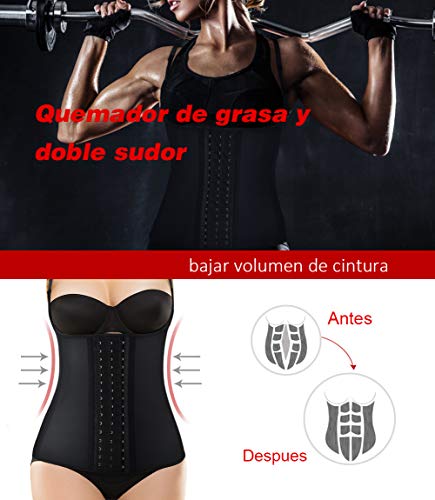 LaLaAreal Fajas Reductoras Corset de Alta Cinturón Mujer para Fitness Corsé Cintura Deporte Waist Trainer Camiseta Cremallera