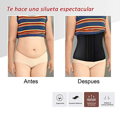 LaLaAreal Fajas Reductoras Corset de Alta Cinturón Mujer para Fitness Corsé Cintura Deporte Waist Trainer Camiseta Cremallera