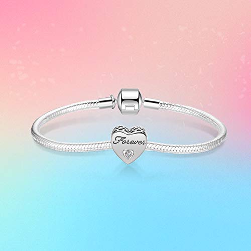 LAMENARS "I Love You (te quiero mucho)" Amor Corazón Charm con Plata de ley 925 Compatible con Pulseras y Pulseras Europeas (I Love You Forever)