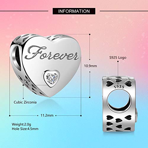 LAMENARS "I Love You (te quiero mucho)" Amor Corazón Charm con Plata de ley 925 Compatible con Pulseras y Pulseras Europeas (I Love You Forever)