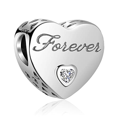 LAMENARS "I Love You (te quiero mucho)" Amor Corazón Charm con Plata de ley 925 Compatible con Pulseras y Pulseras Europeas (I Love You Forever)