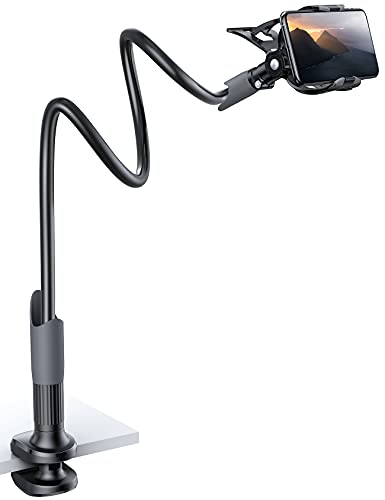 Lamicall Soporte Móvil con Cuello de Cisne - Soporte para Teléfono e Smartphones para iPhone 12 Mini, 12 Pro MAX, 11 Pro XS MAX XR X 8 7 6 Plus, Samsung S10 S9 S8, Huawei, Otras Smartphones - Negro