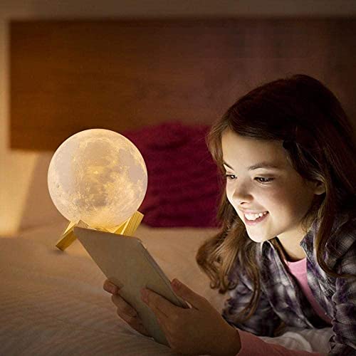 Lámpara de Luna en 3D, ALED LIGHT Luna con 15 cm de Diámetro Conexión USB Con 3 Colores a Elegir Luz de Ambiente Perfecta para Dormitorio Salón Café Bar