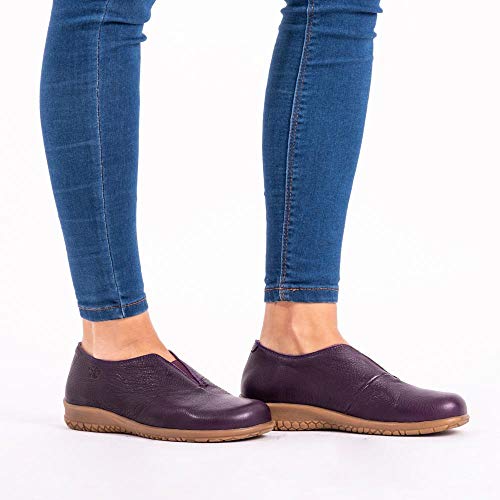 Laos Lavanda 41 EU- Zapato Mujer Ancho y cómodo sin Cordones - Plantilla extraíble y recambiable - Piel ecológica sin Cromo - Forrados de Piel - Piso Antideslizante - Moda sostenible