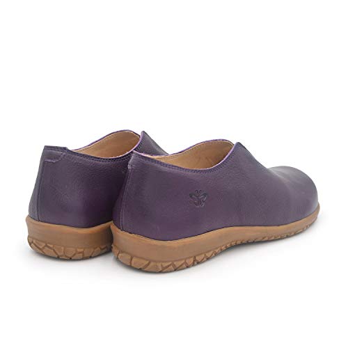 Laos Lavanda 41 EU- Zapato Mujer Ancho y cómodo sin Cordones - Plantilla extraíble y recambiable - Piel ecológica sin Cromo - Forrados de Piel - Piso Antideslizante - Moda sostenible