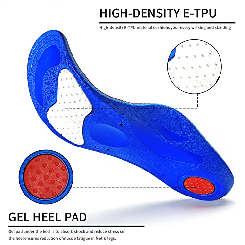 LARSARO Plantillas Fascitis Plantar Ortopédicas soportes de arco y talones la absorción de choque-Gel Plantillas para el dolor de talón, pie plano, Fascitis Plantar, dolor de rodilla y espalda