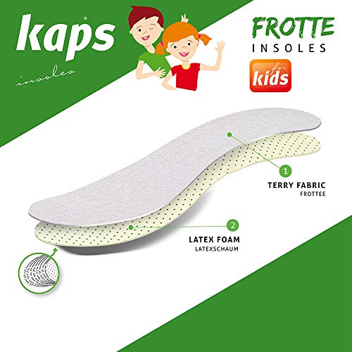 Las Mejores Plantillas De Zapatos Extra Cómodos Para Niños - Tela De Rizo Absorbente De Golpes Y Sudor - Corte Para Ajustarse Corte Al Tamaño Todos Los Tamaños - Kaps Frotte Kids