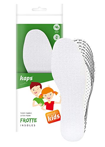 Las Mejores Plantillas De Zapatos Extra Cómodos Para Niños - Tela De Rizo Absorbente De Golpes Y Sudor - Corte Para Ajustarse Corte Al Tamaño Todos Los Tamaños - Kaps Frotte Kids