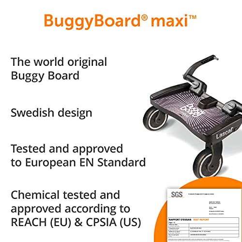 Lascal BuggyBoard m1B Plataforma con ruedas espaciosa, accesorio para niños de 2 a 6 años (22 kg), compatible exclusivamente con la silla de paseo Lascal M1 Buggy, gris