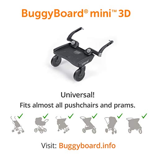 Lascal BuggyBoard Mini 3D Plataforma con ruedas para carrito infantil, accesorio para niños de 2 a 6 años (22 kg), compatible con casi todas las sillitas de paseo, rojo