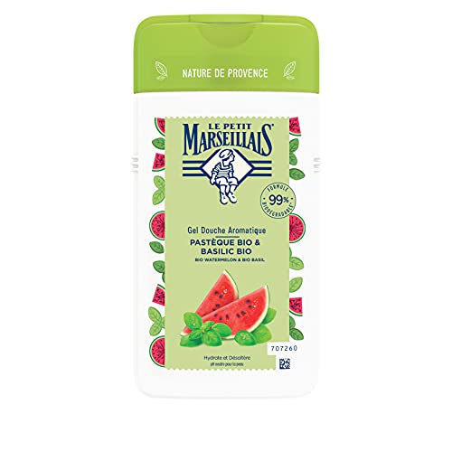 Le Petit Marseillais Gel de ducha de sandía orgánica y albahaca orgánica, gel de ducha pH neutro y gel perfumado con fragancia agradable, hidrata y refresca (1 x 250 ml)