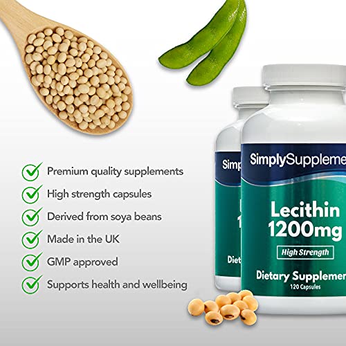 Lecitina 1200mg - ¡Bote para 4 meses! - 120 Cápsulas - SimplySupplements