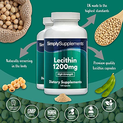 Lecitina 1200mg - ¡Bote para 4 meses! - 120 Cápsulas - SimplySupplements