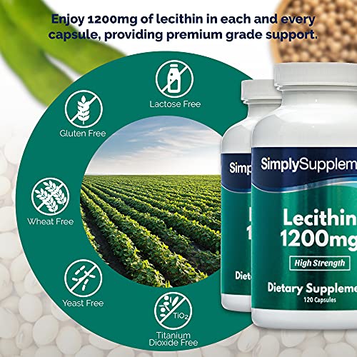 Lecitina 1200mg - ¡Bote para 4 meses! - 120 Cápsulas - SimplySupplements