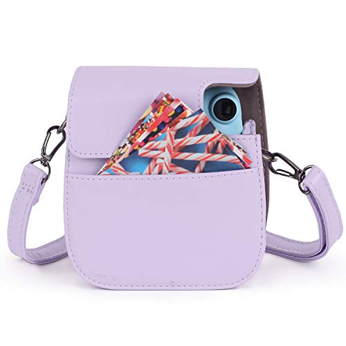 Leebotree Cámara Instantánea Funda Compatible con Instax Mini 11 Cámara Instantánea, Bolsa de Transporte Fabricada en Cuero, Dispone de Una Correa de Proteger y Bolsillo (Lilac Purple)