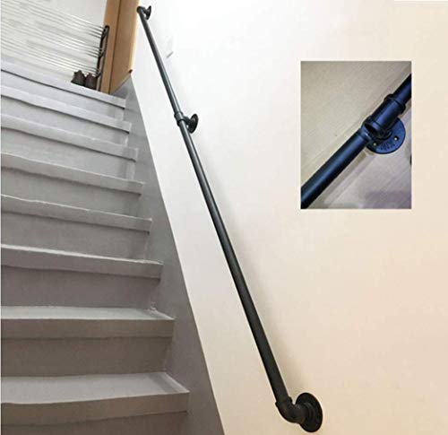 Leilims Pasamanos Industrial de tuberías for escaleras, Kit Completo.Seguridad barandilla Carril Decoración del hogar for Interiores y Exteriores, el Uso en pasillos, rampas o escaleras