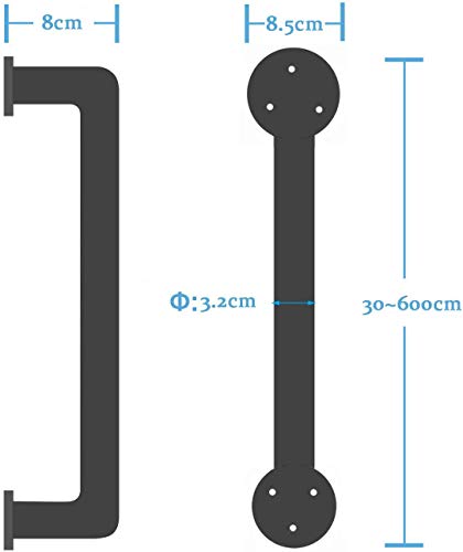 Leilims Pasamanos Industrial de tuberías for escaleras, Kit Completo.Seguridad barandilla Carril Decoración del hogar for Interiores y Exteriores, el Uso en pasillos, rampas o escaleras