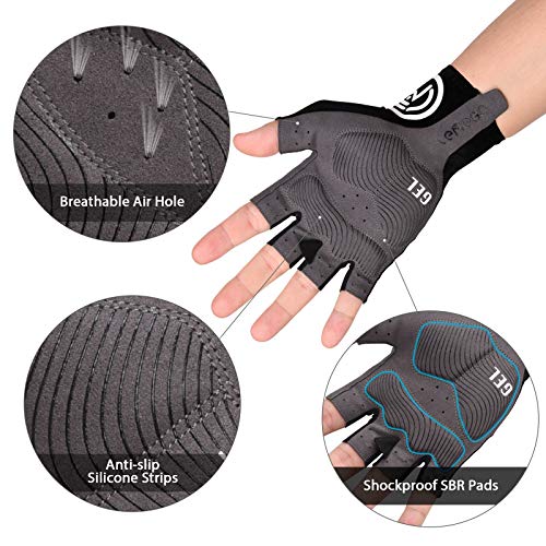 LEMEGO Guantes de Ciclismo para Hombre Mujere Guantes Bicicleta Gimnasio Verano Medio-Dedo Reflexivo Transpirable Antideslizante Acolchado MTB Moto Scooter Deporte Cámping Excursionismo