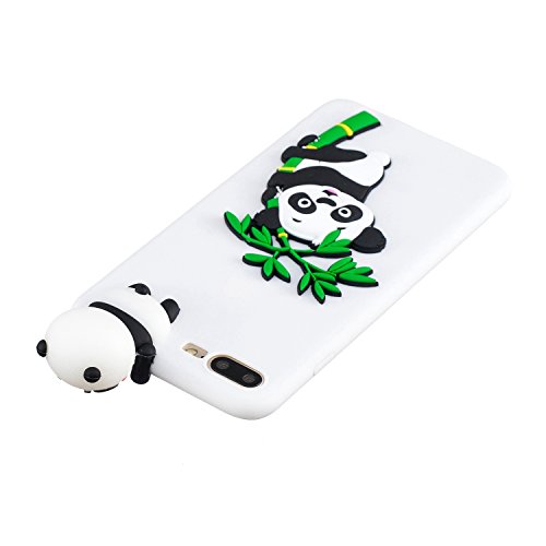 Leton Funda iPhone 8 Plus Silicona Panda 3D Suave Flexible TPU Carcasa iPhone 7 Plus Apple Ultra Delgado Mate Gel Tapa Antigolpes Goma Cubierta Case Ultrafina 3D Papa Protectora Bumper Blanco