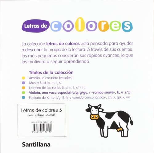 Letras de colores, lectoescritura, Educación Infantil. Cuaderno 5