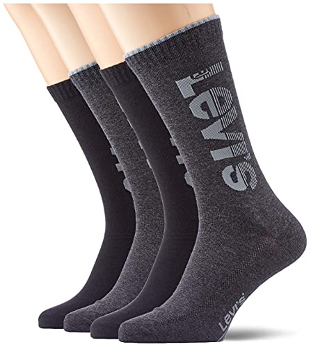 Levi's Cut Socks Calcetines Corte Logo Diagonal, Dark Grey Melange/Black, 39 Regular Unisex Adulto