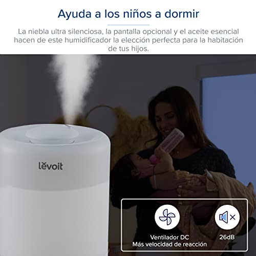 LEVOIT Top-Fill Humidificador 3L a Bebés, Humidificador Ultrasónico de Vapor Frío y Difusor con 25H, <28dB Silencioso AUTO Modo, Compatible con Alexa y APP, Temporizador, Sin BPA a Dormitorio Oficina