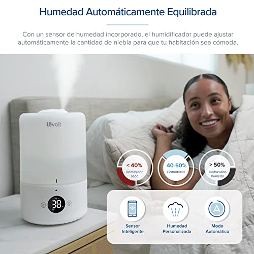 LEVOIT Top-Fill Humidificador 3L a Bebés, Humidificador Ultrasónico de Vapor Frío y Difusor con 25H, <28dB Silencioso AUTO Modo, Compatible con Alexa y APP, Temporizador, Sin BPA a Dormitorio Oficina