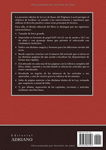 Ley de Bases del Régimen Local (Edición básica en formato A4): Actualizada, incluyendo la última reforma recogida en la descripción