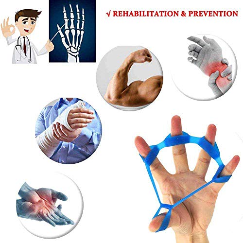 LEZED Ejercitador de Estiramiento de Dedos Bandas de Dedos de Resistencia Elástica para Entrenamiento de Rehabilitación Refuerzo de Agarre de Mano y Dedo para Artritis, túnel carpiano, Ejercicio 5PCS