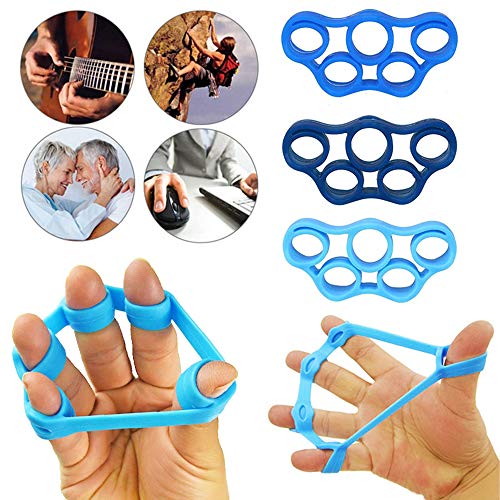 LEZED Ejercitador de Estiramiento de Dedos Bandas de Dedos de Resistencia Elástica para Entrenamiento de Rehabilitación Refuerzo de Agarre de Mano y Dedo para Artritis, túnel carpiano, Ejercicio 5PCS