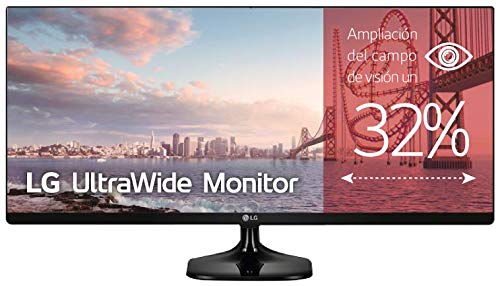 LG 25UM58-P - Monitor Profesional UltraWide WFHD de 63.5 cm (25") con Panel IPS (2560 x 1080 píxeles, 21:9, 250 cd/m², sRGB >99%, 1000:1, 5 ms GtG, 75 Hz, HDMIx2, Auriculares) Color Negro