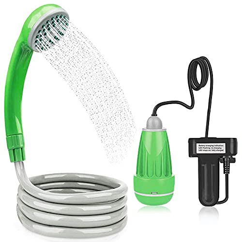 LIBERRWAY ducha de camping, uso en exteriores e interiores, ducha de camping con batería recargable, manguera de ducha de 1,8 m, ducha exterior con bomba para jardín, playa, camping, lavado de coches