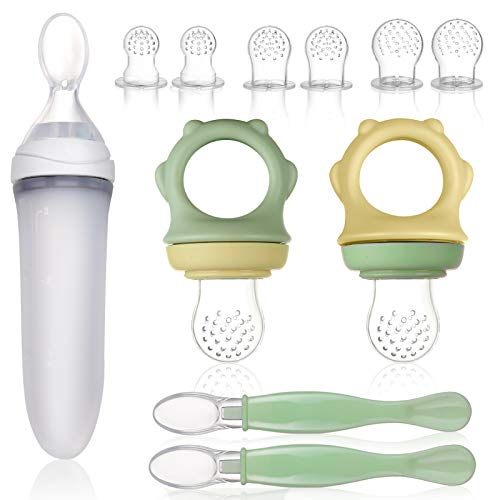 Lictin Alimentador de Fruta para Bebé-11 PCS Chupete Fruta Bebe Cuchara Biberon Bebe sin BPA Cuchara Dispensadora de Comida Alimentador Bebe Alimentador Antiahogo Bebe para Frutas,Verduras y Carnes