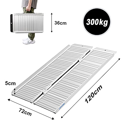 LIEKUMM Rampa para umbrales, 120 cm, para silla de ruedas, para casas, peldaños, escaleras, puertas, para personas con discapacidad, capacidad de hasta 300 kg (MR607-4)