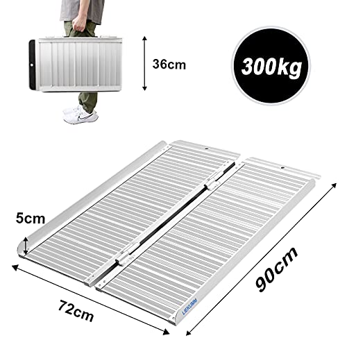 LIEKUMM Rampa para umbrales de 90 x 72 cm, para escaleras domésticas, escaleras, puertas, para sillas de ruedas y carritos de movilidad (MR607-3)