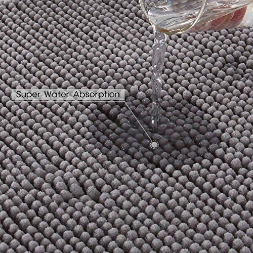 Lifewit Alfombra De Baño Cocina Mascota Alfombrilla De Baño Antideslizante Multifuncional Felpa Chenille Suave Cómoda Y Súper Absorbente Gris 61 x 43 cm