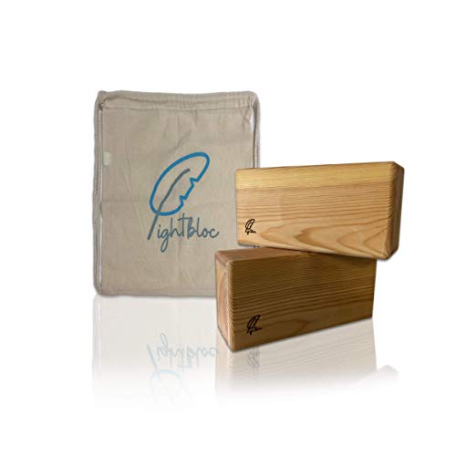 lightbloc Bloque de Yoga de Madera Super Ligero - Made in BCN - Pack 2 Unidades - para Hacer Ejercicios apoyar y profundizar posturas - Hecho a Mano - Accesorios - Ladrillo-Tacos Yoga-Pilates