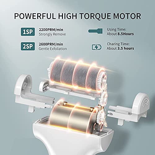 Lima Electrica Pies Quita Durezas para Pies Electrico Recargable Profesional Pulidor de Callos Pedicura Cabezal Exfoliante Cuidado Talon con 4 Rodillos de Recambio 2 Velocidades