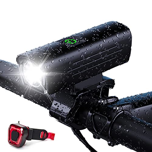 LIMEIES Luz Bicicleta, Conjunto de Luces para Bicicleta, 1300 lúmenes de Verdad, Ultraligera, Carcasa de Aluminio, 4500 mAh de batería, Impermeable IPX6, Luz bicicleta delantera y trasera