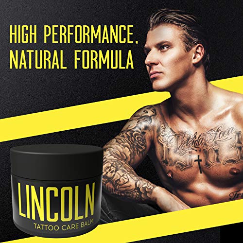 LINCOLN Bálsamo para Tatuajes - Tattoo Balm, Calma Irritaciones e Hidrata la Piel - Eficaz Crema Tatuajes Post Tattoo con Manteca de Karité y Manteca de Cacao - Crema para Tatuajes 100% Natural, 100g