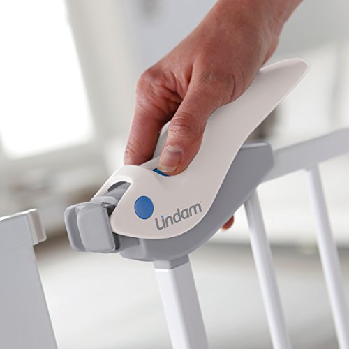 Lindam 051298 Easy Fit Plus Deluxe - Barrera de Seguridad, Blanco, 76 - 82 cm