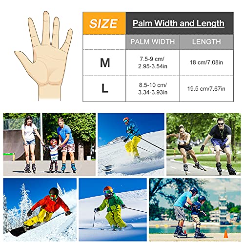 LINGSFIRE Muñequeras para niños, 2 Pack Protecciones de Patinaje para Patinaje, Equipo de protección, guanteletes Ajustables, Soporte de muñeca, Guantes de Scooter para niños Adolescentes Adultos (L)