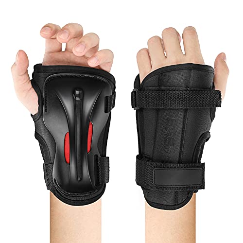 LINGSFIRE Muñequeras para niños, 2 Pack Protecciones de Patinaje para Patinaje, Equipo de protección, guanteletes Ajustables, Soporte de muñeca, Guantes de Scooter para niños Adolescentes Adultos (L)