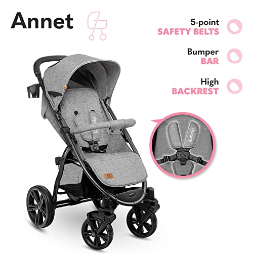 LIONELO Annet Silla de Pase Para niños hasta 22 kg 0-48M ajuste del respaldo hasta posición horizontal Capucha XXL Plegable fácil con ventana Mosquitera