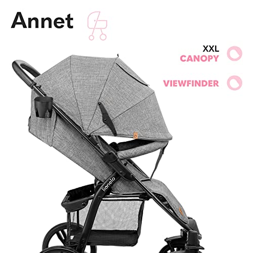 LIONELO Annet Silla de Pase Para niños hasta 22 kg 0-48M ajuste del respaldo hasta posición horizontal Capucha XXL Plegable fácil con ventana Mosquitera