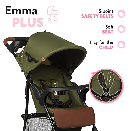 LIONELO Emma Plus Silla de paseo hasta 15 kg 6-36M Respaldo ajustable Cinturón de seguridad de 5 puntos Capucha profunda Organizador para padres Cesta grande para la compra